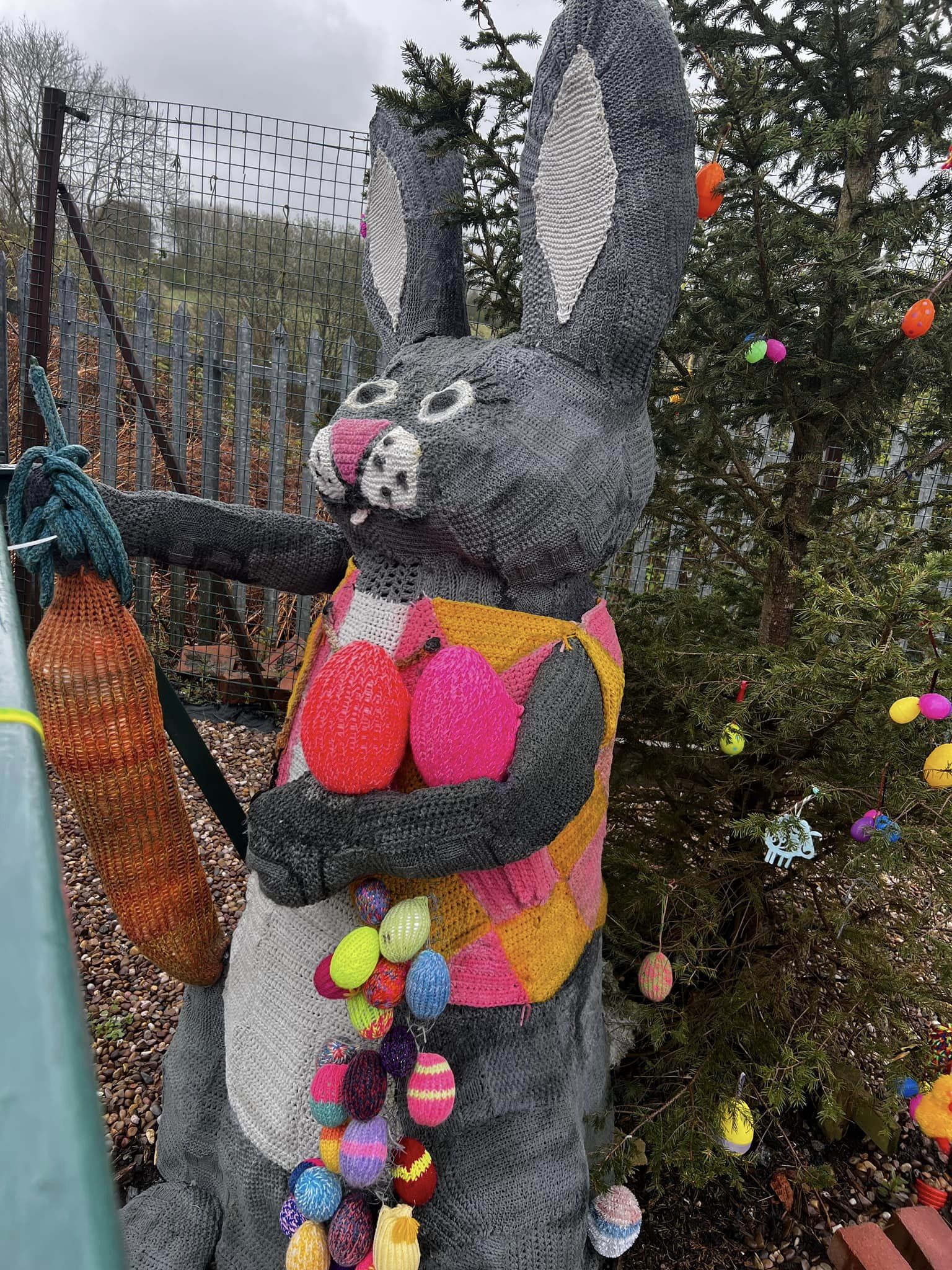Giant knitted rabbit