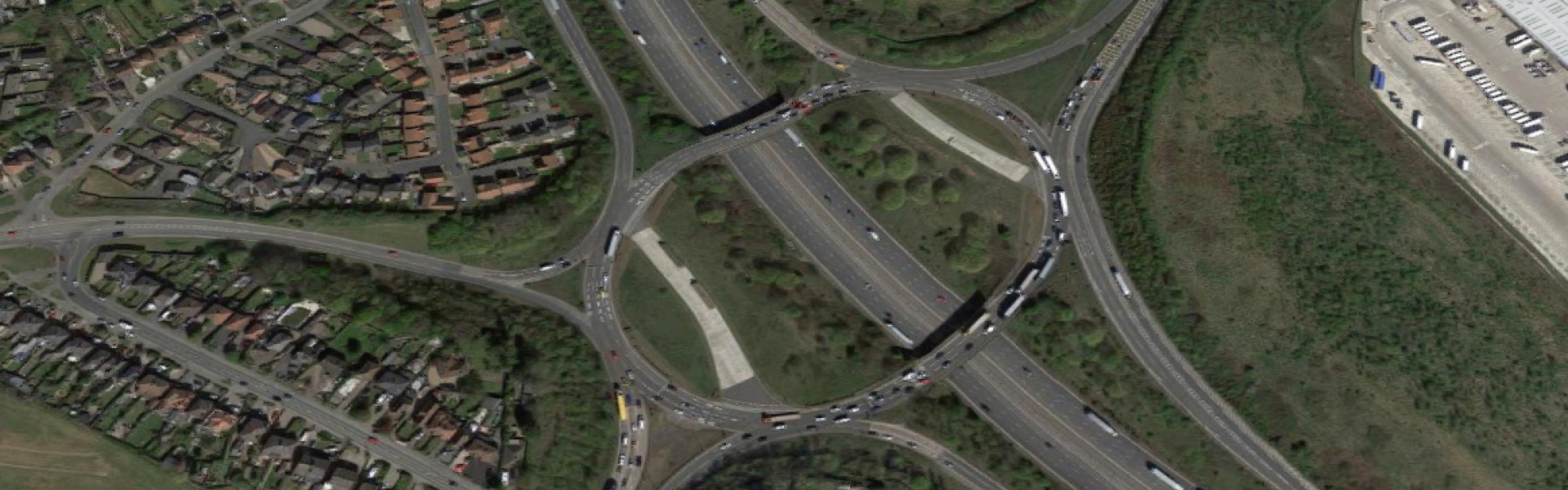 Junction 28 of the M1 Ariel view