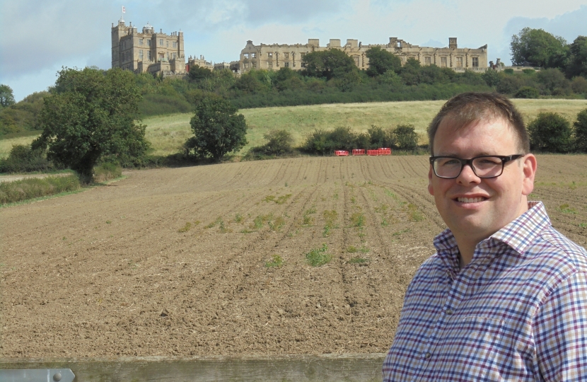 Photograph of Mark Fletcher in front of Bolsover Castle