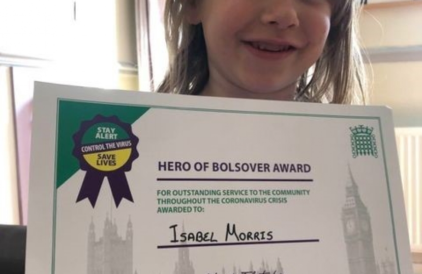 Isabel with her Hero of Bolsover award