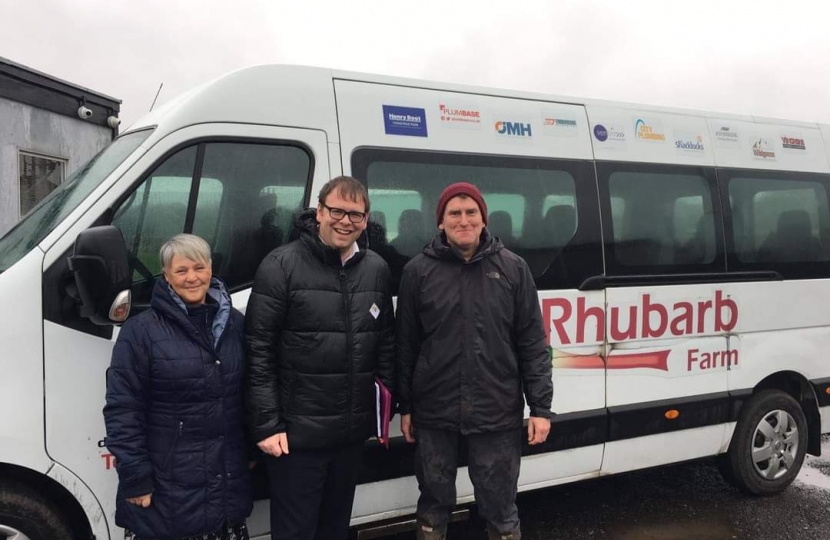 Mark Fletcher MP with Anita and Rob from The Rhubarb Farm
