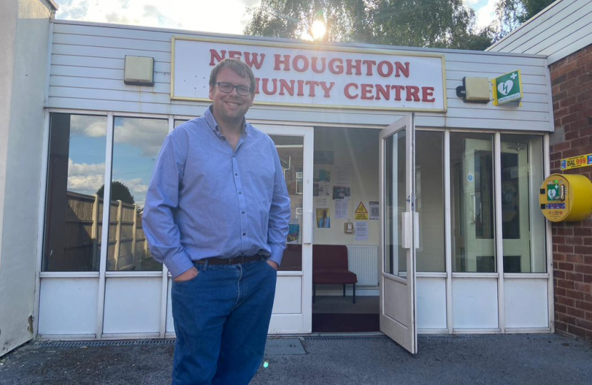 Mark outside of New Houghton Community Centre following holding a  constituent surgery