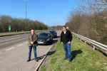 Mark Fletcher and Leader of Derbyshire County Council Barry Lewis at site of the proposed link road.